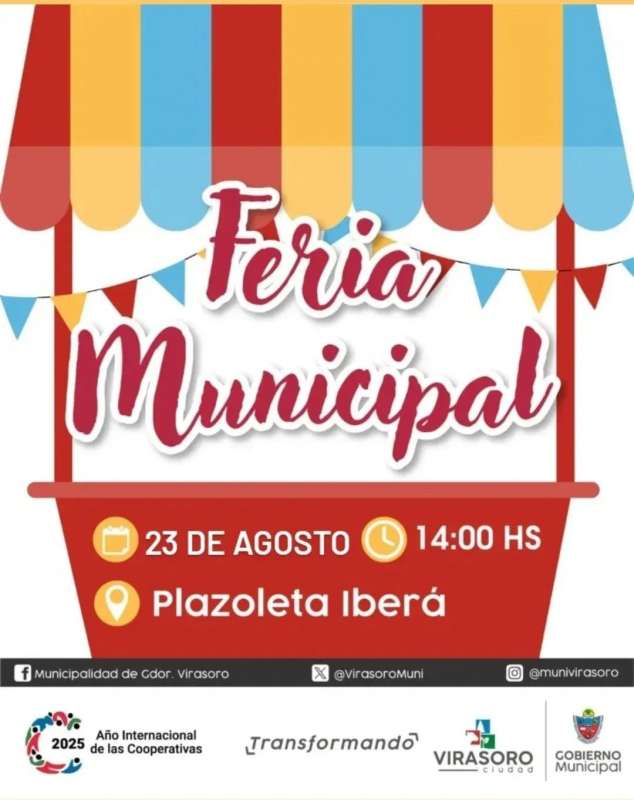 El sábado 23 de agosto la #FeriaMunicipal se realizará en la Plazoleta Iberá.